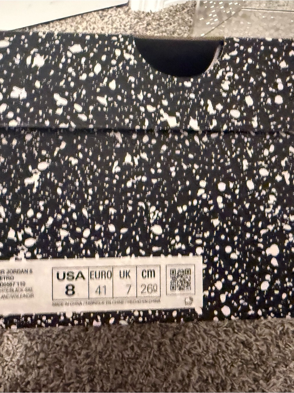 Jordan Black & White Speckled Sneaker Box Design